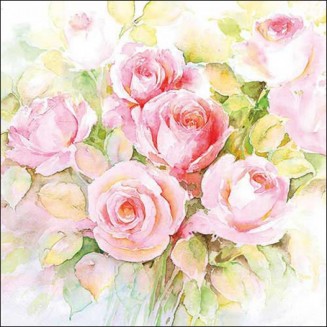 Ambiente 20 Χαρτοπετσέτες 33x33cm 3φύλλες Watercolour roses FSC