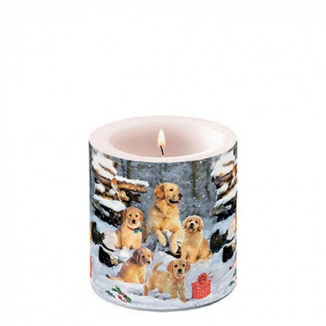 Ambiente Κερί Μικρό Φ7,5x9cm Golden Retriever Puppies