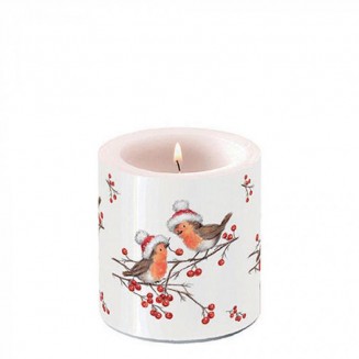 Ambiente Κερί Μικρό Φ7,5x9cm Christmas Robins White