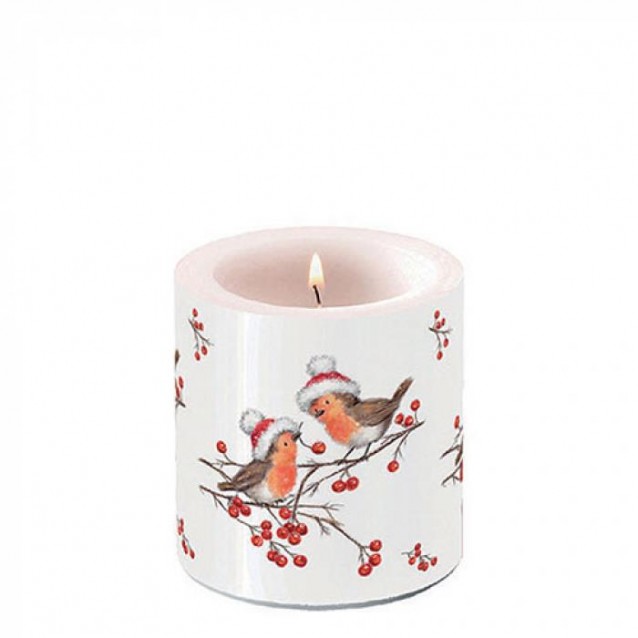 Ambiente Κερί Μικρό Φ7,5x9cm Christmas Robins White