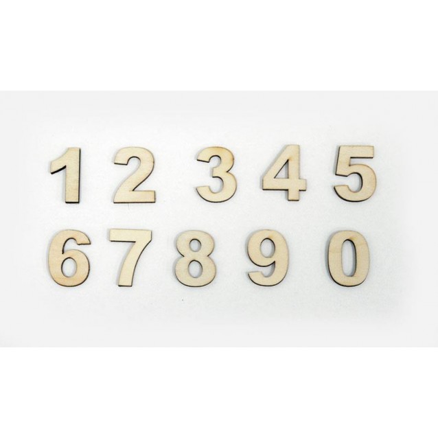 Ξύλινα Νούμερα (0-9) 3cm