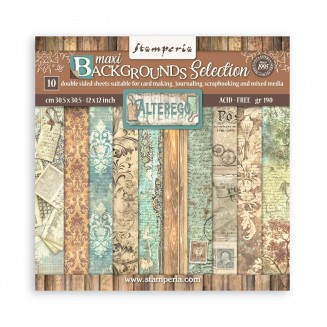 Stamperia 10 Double Face Scrapbooking Sheets 30.5x30.5cm Maxi Background