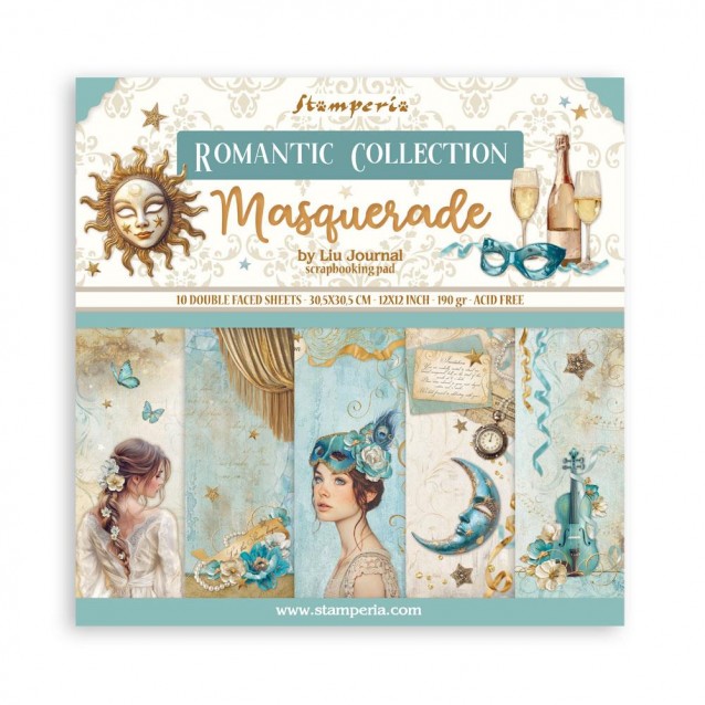 Stamperia 10 Χαρτιά Scrapbooking 30,5x30,5cm Διπλής Όψης Masquerade