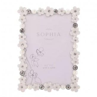 Sophia Classic Κορνίζα με Μαργαρίτες Λευκή 13x9cm