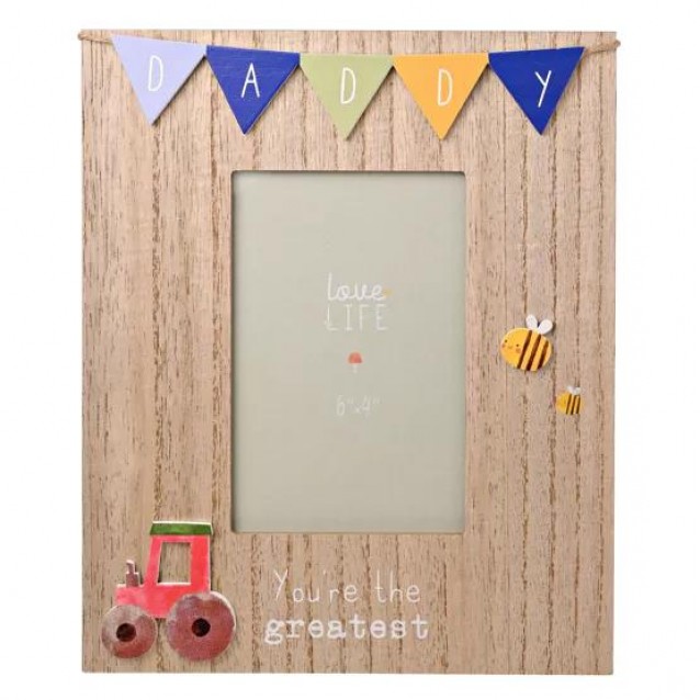 Love Life Ξύλινη Κορνίζα 10x15cm με Χρωματιστή Γιρλάντα Daddy