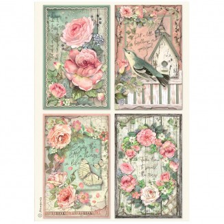 Stamperia Ριζόχαρτο Decoupage A4 (21X29,7cm) House of Roses 4 Cards