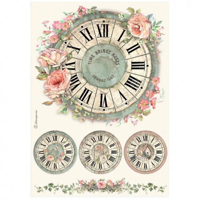 Stamperia Ριζόχαρτο Decoupage A4 (21X29,7cm) House of Roses Clock