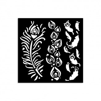 Stamperia Χονδρό Στένσιλ 0,5mm 12X12cm Masquerade Feathers
