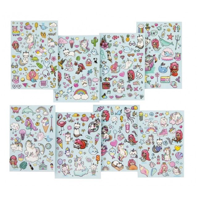 Moxy 8 Φύλλα A5 με Glitter Stickers Μονόκεροι & Γοργόνες