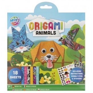 Moxy 18 Φύλλα Origami 19,5x19,5cm με Αυτοκόλλητα & Ματάκια Ζωάκια