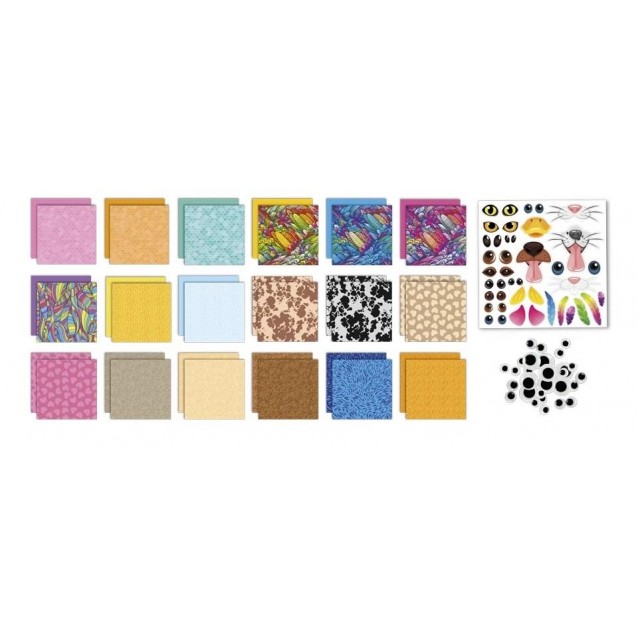 Moxy 18 Φύλλα Origami 19,5x19,5cm με Αυτοκόλλητα & Ματάκια Ζωάκια
