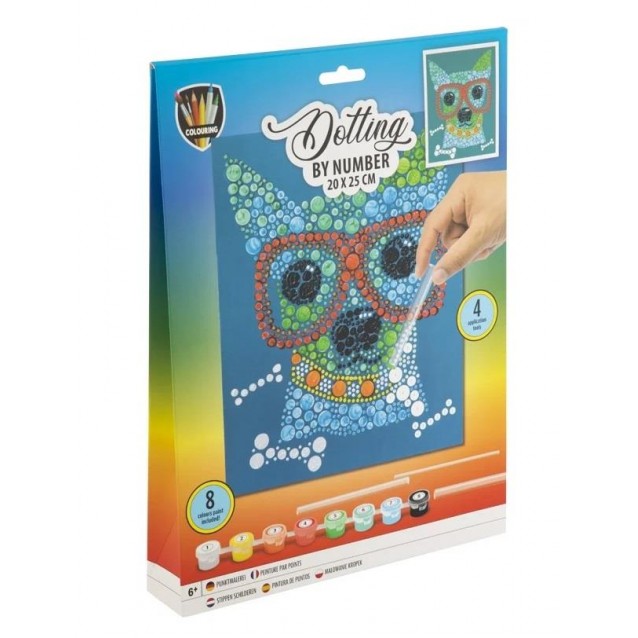 Moxy Dotting by Number 20x25cm με 8 Χρώματα & 4 Εργαλεία Σκυλάκι