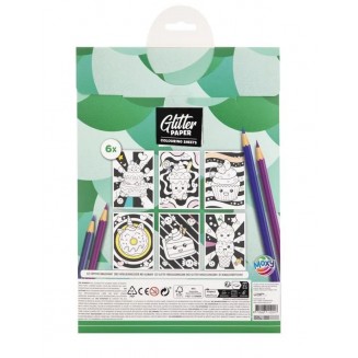 Moxy 6 Προσχεδιασμένα Glitter Χαρτιά A4 Γλυκά