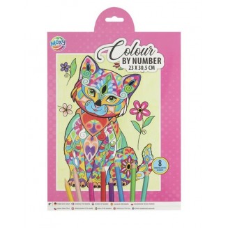 Moxy Ζωγραφική Με Νούμερα 23x30,5cm με 8 Ξυλομπογιές Γατούλα