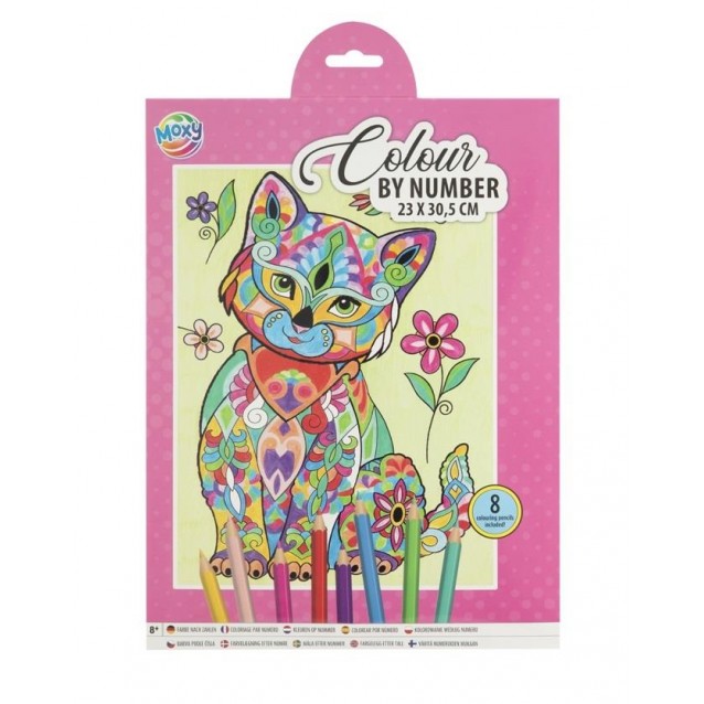 Moxy Ζωγραφική Με Νούμερα 23x30,5cm με 8 Ξυλομπογιές Γατούλα