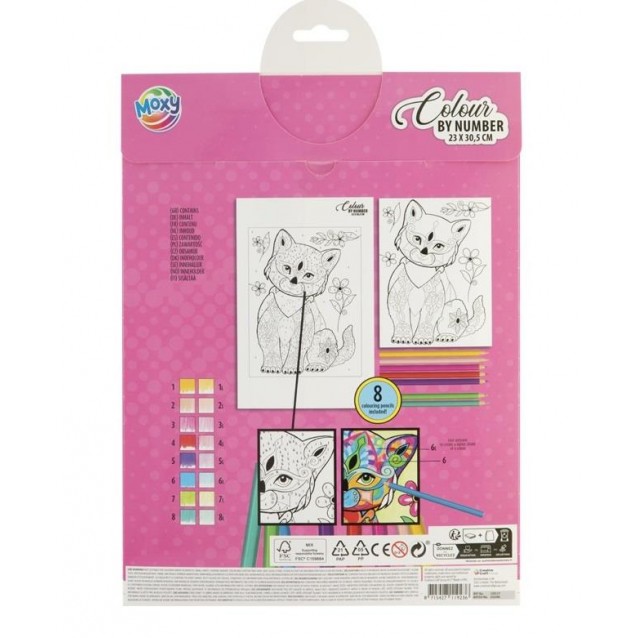 Moxy Ζωγραφική Με Νούμερα 23x30,5cm με 8 Ξυλομπογιές Γατούλα
