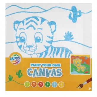 Moxy Προσχεδιασμένο Τελάρο 19,5x19,5cm με 6 Χρώματα & Πινέλο Τιγράκι