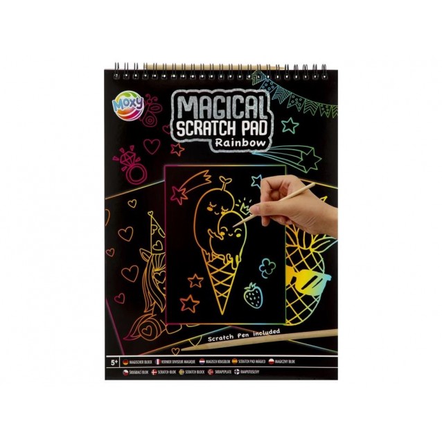 Moxy Σπιράλ Τετράδιο Magical Scratch 20 σελίδες A4 Rainbow