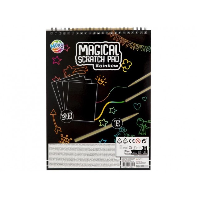 Moxy Σπιράλ Τετράδιο Magical Scratch 20 σελίδες A4 Rainbow