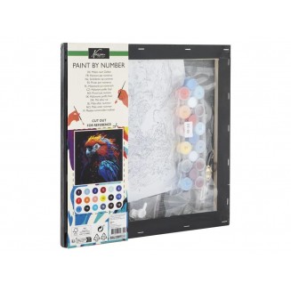 Nassau Ζωγραφική με Νούμερα Μαύρο Τελάρο 30x30cm με 17 Χρώματα & 3 Πινέλα Parrot