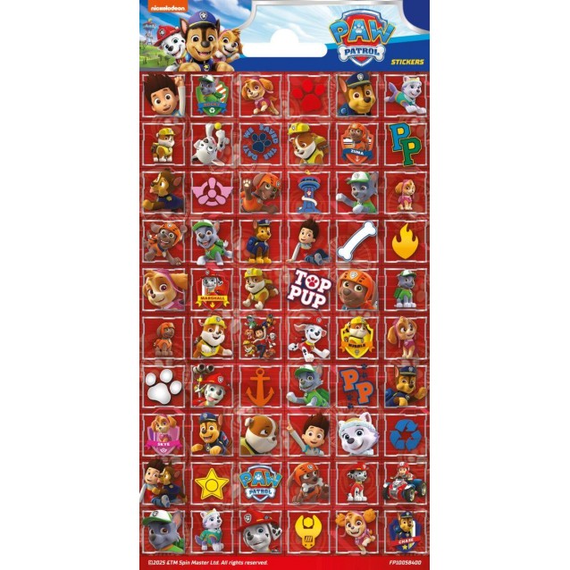 Funny Products Paw Patrol Καρτέλα 60 Αυτοκόλλητα Stickers
