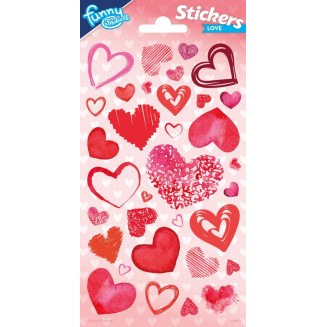Funny Products Καρτέλα με Αυτοκόλλητα Stickers Καρδιές