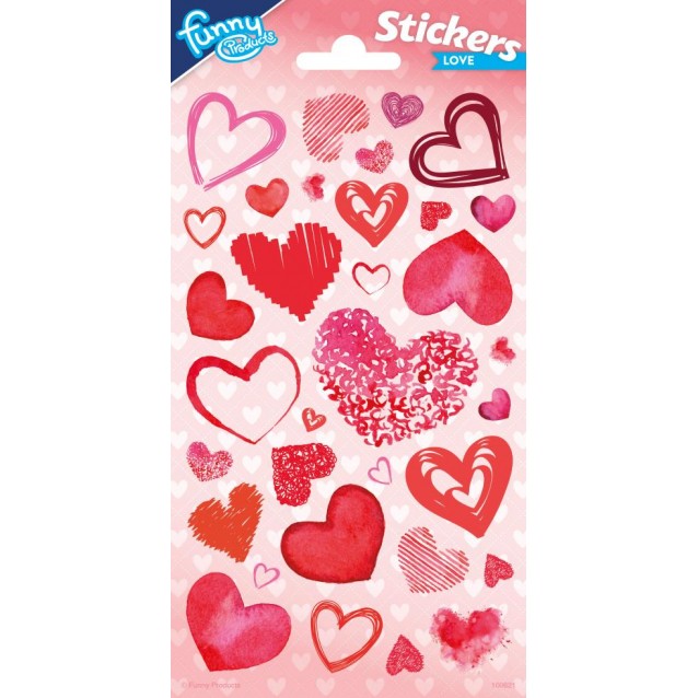 Funny Products Καρτέλα με Αυτοκόλλητα Stickers Καρδιές