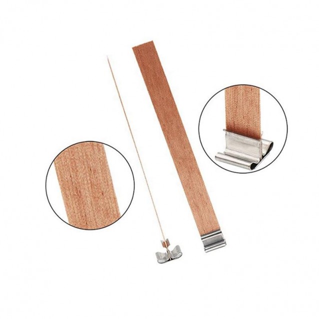 Craftistico 5 Ξύλινα Επίπεδα Φυτίλια 130x13x0,5mm με Βάση