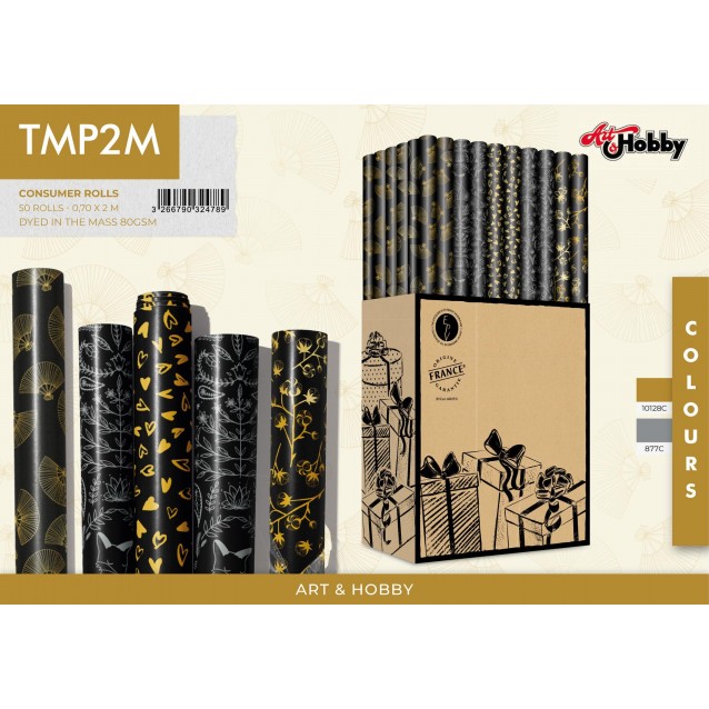 Χαρτί Περιτυλίγματος 70x200cm Mass-Dyed Black Recycled