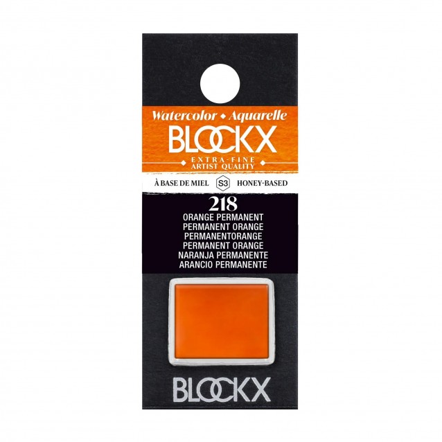 Blockx Extra Fine Half Pan Ακουαρέλας 218 Permanent Orange Series 3