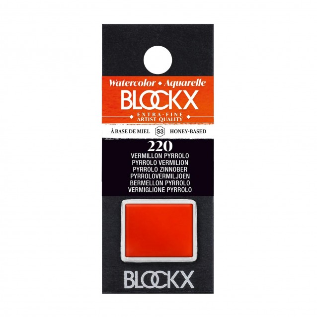 Blockx Extra Fine Half Pan Ακουαρέλας 220 Pyrrolo Vermilion Series 3
