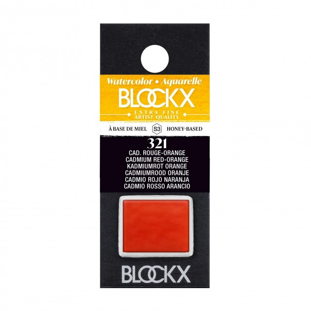 Blockx Extra Fine Half Pan Ακουαρέλας 321 Cadmium Red Orange Series 3
