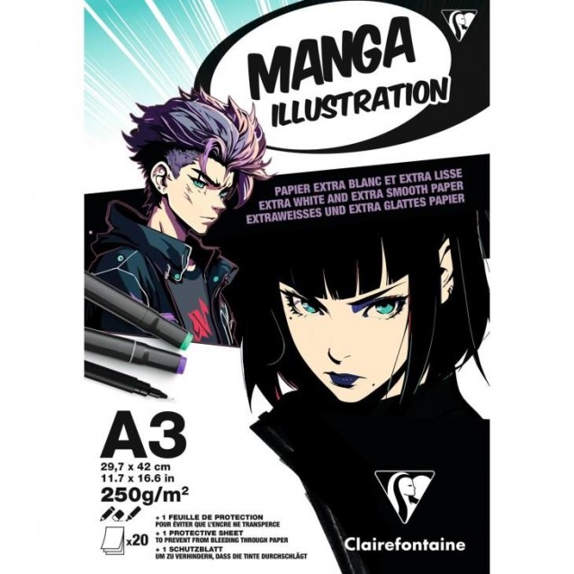 Clairefontaine Μπλοκ Manga 10Φ Illustration A3 (29,7x42cm) 250gr