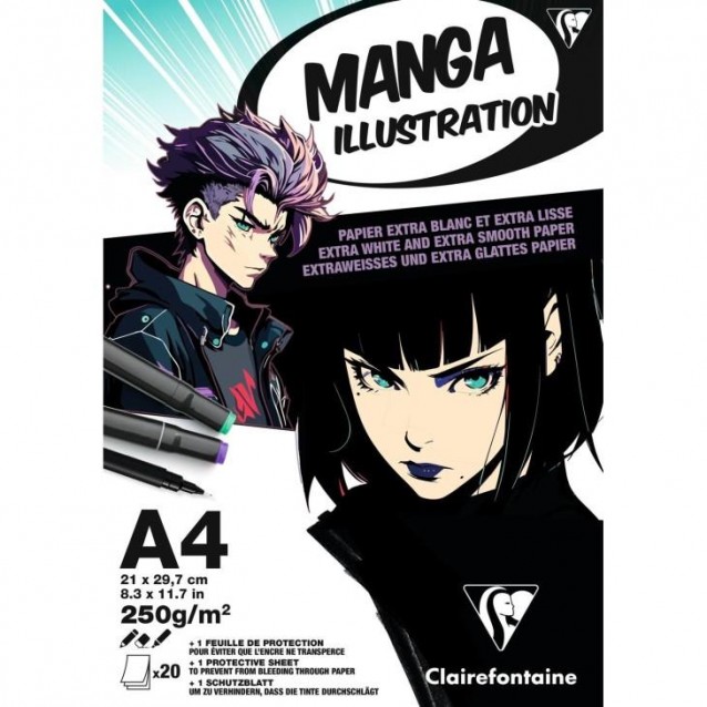 Clairefontaine Μπλοκ Manga 10Φ Illustration A4 (21x29,7cm) 250gr