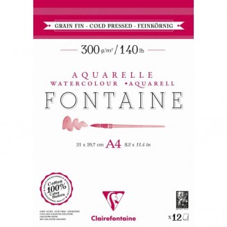 Clairefontaine Μπλοκ Ακουαρέλας Fontaine 12 Φύλλων 21x29,7cm Cold Pressed (Λεπτόκοκκο) 300gr 100% από Βαμβάκι