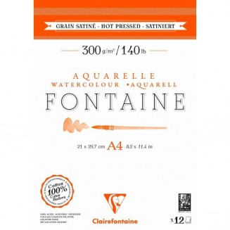 Clairefontaine Μπλοκ Ακουαρέλας Fontaine 12 Φύλλων 21x29,7cm Hot Pressed (Satine) 300gr 100% από Βαμβάκι