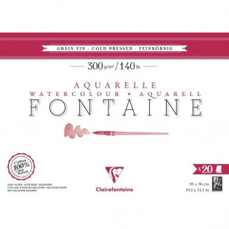 Clairefontaine Μπλοκ Ακουαρέλας Κολλητό Fontaine 20 Φύλλων 26x36cm Cold Pressed (Λεπτόκοκκο) 300gr 100% από Βαμβάκι