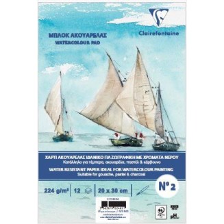 Clairefontaine Μπλοκ Ακουαρέλας Σπιράλ 35x50cm 12 Φύλλων 224gr