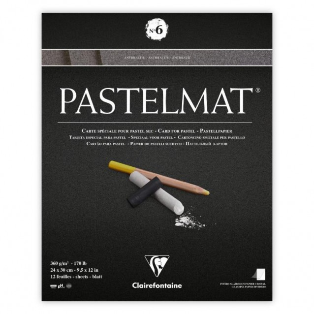 Clairefontaine Μπλοκ Pastelmat Nο.6 Κολλητό 12 Anthracite Φύλλα 24x32cm 360gr