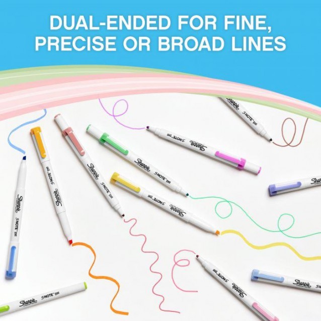 Sharpie 16 Μαρκαδόροι Διπλής Μύτης Υπογράμμισης και Ζωγραφικής
