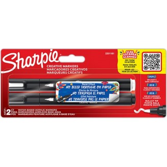 Sharpie 2 Μεσαίοι Ακρυλικοί Μαρκαδόροι Άσπρο Μαύρο