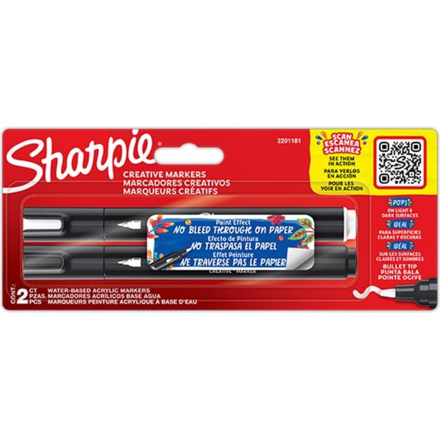 Sharpie 2 Μεσαίοι Ακρυλικοί Μαρκαδόροι Άσπρο Μαύρο