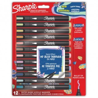 Sharpie 12 Μεσαίοι Ακρυλικοί Μαρκαδόροι Γήινα Χρώματα
