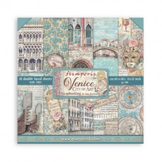 Stamperia 10 Χαρτιά Scrapbooking 30,5x30,5cm Διπλής Όψης Venice City of Art