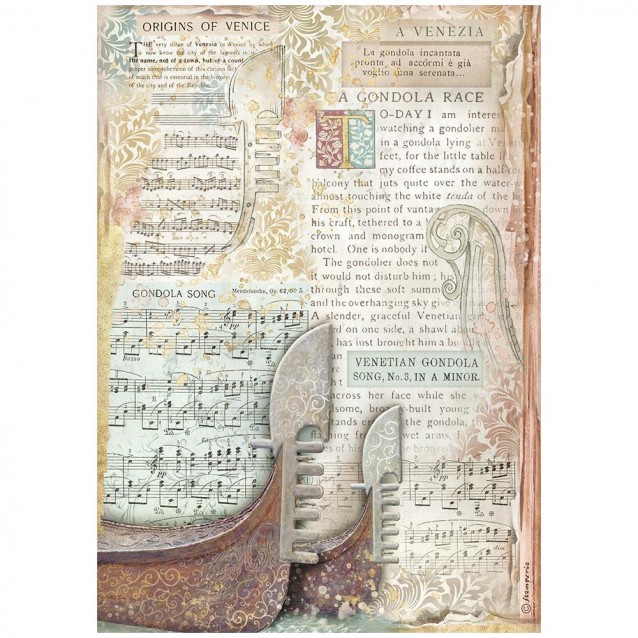 Stamperia Ριζόχαρτο Decoupage A4 (21x29,7cm) Venice City of Art Gondola