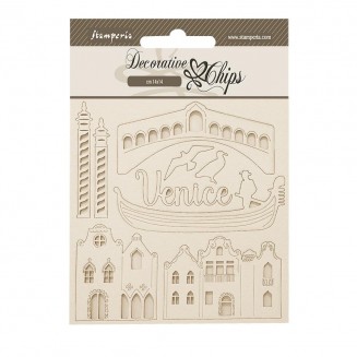Stamperia Καρτέλα 14x14cm με Ξύλινα Διακοσμητικά Venice City of Art Elements