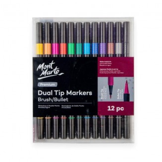 Mont Marte 12 Μαρκαδόροι Νερου Διπλής Μύτης (Brush & Bullet)
