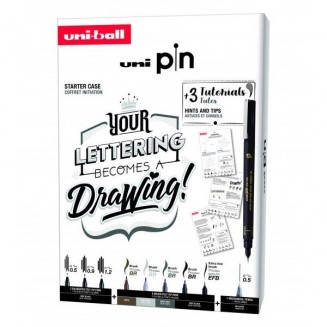 Uni-ball Pin 8 Μαρκαδόροι, Μηχανικό Μολύβι και Κάρτες Εκμάθησης Lettering