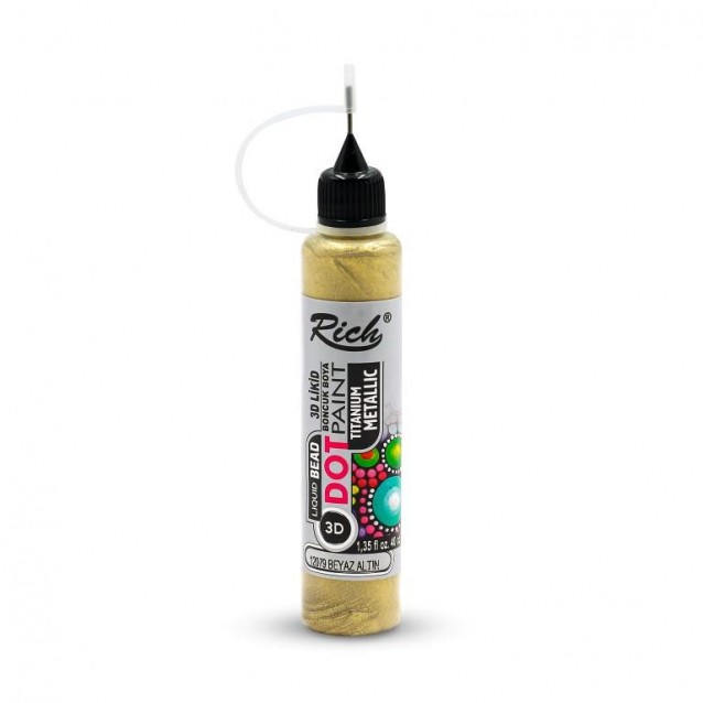 Rich 40ml 3D Dot Paint Metallic White Gold