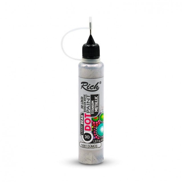 Rich 40ml 3D Dot Paint Metallic Silver